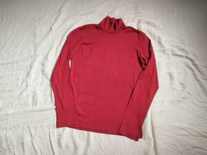 美品 JOHN LAWRENCE SULLIVAN ジョンローレンスサリバン High-Neck Tops カットソー ハイネック プルオーバー コットン 長袖 S レッド △2