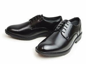 【在庫処分】新品■25cm ビジネスシューズ 幅広 4E 抗菌 防滑 防水 メンズ 革靴 フォーマル レインシューズ 紳士靴 プレーントゥ 紐靴