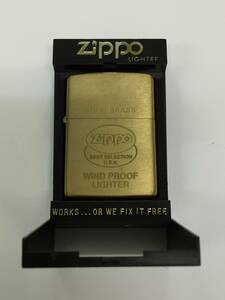 1円～！ZIPPO ジッポ ライター ロゴ SOLID BRASS ソリッドブラス ゴールド 1993年 オイルライター 喫煙具 着火確認済み