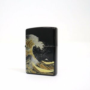 【ZIPPO/ジッポ】蒔絵ZIPPO オイルライター 波富士 本金蒔絵シリーズ ブラック×ゴールド 美品/2s0182