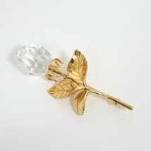 【SWAROVSKI】スワロフスキー 薔薇モチーフ ブローチ クリスタル ゴールド/生活雑貨/アクセサリー/2j2080_画像1