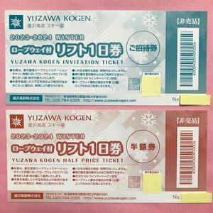 湯沢高原スキー場リフト券 1日券 1枚 +　半額券1枚のセット