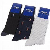 新品1円～★定価4,290円 POLO RALPH LAUREN ポロ ラルフローレン メンズ 男性用 3足セット 靴下 クルー丈 ソックス 25-27cm 本物 ◆2926◆_画像2