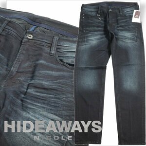 新品1円～★定価1.4万 HIDEAWAYS NICOLE ハイダウェイ ニコル メンズ ハイパワーストレッチデニムパンツ 50 LL ブラック ◆3047◆