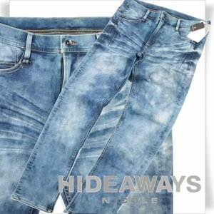 新品1円～★定価1.5万 HIDEAWAYS NICOLE ハイダウェイ ニコル メンズ スキニーストレッチデニムパンツ 44 S ブルー ◆3172◆