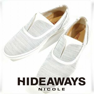 新品1円～★定価1万 ハイダウェイ ニコル HIDEAWAYS NICOLE メンズ ファブリック スリッポンシューズ 27.5cm ホワイト 白 ◆3489◆