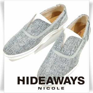 新品1円～★定価1万 ハイダウェイ ニコル HIDEAWAYS NICOLE メンズ ファブリック スリッポンシューズ 26.5cm グレー ◆3493◆