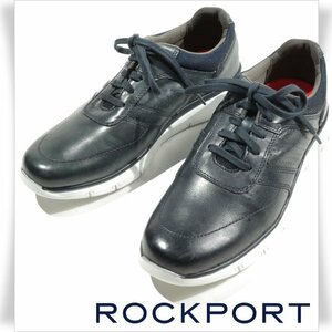 未使用1円～★ROCKPORT ロックポート 本革 レザー スニーカー シューズ 26.5cm ネイビー PRIMETIME CASUAL UBAL 正規店本物 ◆3685◆