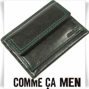 新品1円～★COMME CA MEN コムサ メン 羊革 ラムレザー カードケース 小銭入れ財布 コインケース ブラック 黒 キャッシュレス 本物◆3774◆