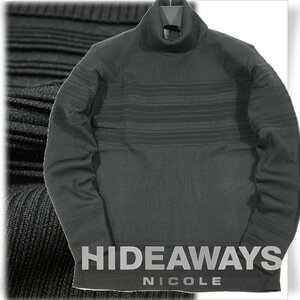 新品1円～★HIDEAWAYS NICOLE ハイダウェイ ニコル メンズ 長袖 タートルネックニット 46 M 黒 ブラック 正規店本物 ◆3800◆