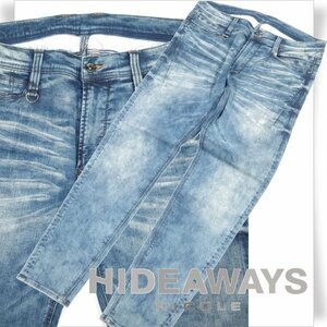 新品1円～★定価1.4万 HIDEAWAYS NICOLE ハイダウェイ ニコル メンズ ハイパワーストレッチデニムパンツ 50 LL ブルー ◆3796◆