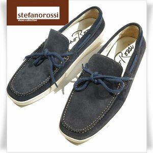 未使用1円～★STEFANO ROSSI ステファノロッシ メンズ 牛革スウェードレザー モカシンシューズ 26.5-27.0cm PIENZA ネイビー ◆3854◆