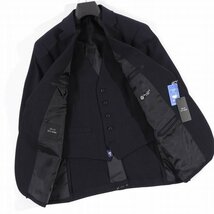 新品1円～★定価4.2万 Black On TETE HOMME テットオム ストレッチ スリーピーススーツ 98AB6 ノータック 織柄 ネイビー ◆3967◆_画像5