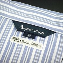 新品1円～★定価1.3万 Aquascutum アクアスキュータム メンズ 日本製 コットン綿 ローンサテン ストライプテーラーパジャマ LL ◆3982◆_画像7