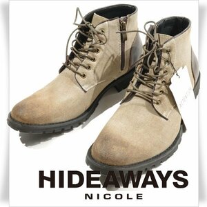 新品1円～★定価1.7万 HIDEAWAYS NICOLE ハイダウェイ ニコル メンズ ファブリックチャッカブーツ 25.5cm シューズ 靴 本物 ◆4001◆