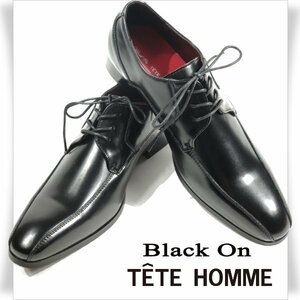 新品1円～★Black On TETE HOMME テットオム アクションレザー ビジネスシューズ 25.5cm ブラック 黒 レースアップ ◆4502◆