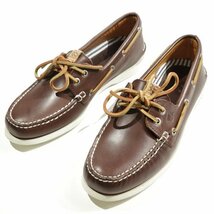 未使用1円～★SPERRY TOPSIDER スペリートップサイダー メンズ 本革レザー デッキシューズ 25.5cm 茶 A/O 2-EYE 85TH◆4538◆_画像4