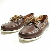 未使用1円～★SPERRY TOPSIDER スペリートップサイダー メンズ 本革レザー デッキシューズ 25.5cm 茶 A/O 2-EYE 85TH◆4538◆_画像5