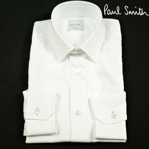 未使用1円～★定価1.9万 ポールスミス Paul Smith 長袖 マイクロヘリンボーン ドレスシャツ S 白 正規店本物 ◆4739◆