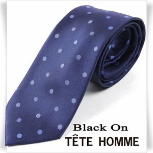 新品1円～★Black On TETE HOMME テットオム シルク絹100％ ネクタイ ドット ネイビー 正規店本物◆5039◆