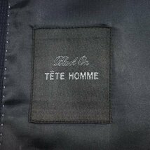 新品1円～★定価4.9万 Black On TETE HOMME テットオム ウール毛 シングル二つボタンスーツ 92A5 ノータック ストライプ 紺 ◆5070◆_画像8