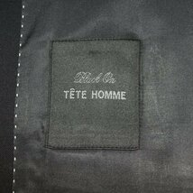 新品1円～★定価6万 Black On TETE HOMME テットオム ウール毛100% スリーピーススーツ 94A6 ノータック ブラック無地 ◆5069◆_画像8