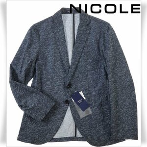 新品1円～★ニコル セレクション NICOLE selection メンズ サッカープリントジャケット 44 S ネイビー 正規店本物 ◆5198◆