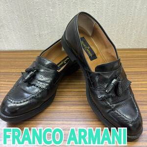 靴 ◆ FRANCO ARMANI ◆ ビジネスシューズ 25.5cm BLACK 黒 レザー ◆ フランコアルマーニ ◆ メンズ シューズ 現状品