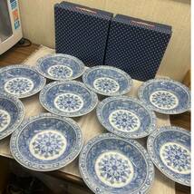 陶器 未使用 ◆ Blue Trevi ◆ カレー 皿 5枚入りｘ2箱 セット ◆ ブルー トレビ ◆ SANYO JAPAN 箱入り_画像2