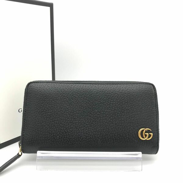 正規品　新品同様　グッチ財布　グッチ長財布　グッチggマーモント グッチレザー　 ラウンドファスナー GUCCI