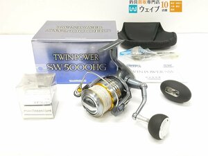 シマノ 09 ツインパワー SW 5000HG・SOM AG37 ノブカスタム 純正付き 左巻き