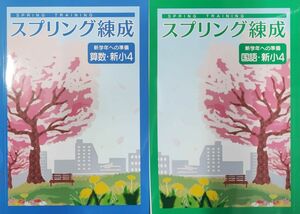 最新 新品 新小4 算数 国語 3年生の総復習　2冊セット　スプリング練成　春休み　小学4年生　春期講習　問題集　テキスト