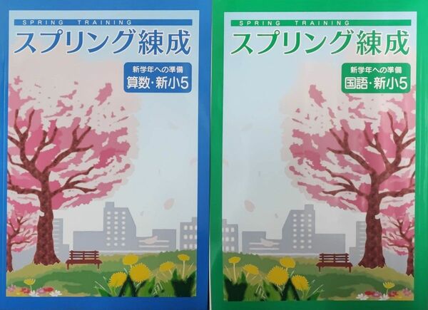 最新 新品 新小5 算数 国語 4年生の総復習　2冊セット　スプリング練成　春休み　小学5年生　春期講習　問題集　テキスト