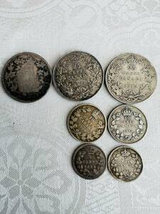 【家族私物】カナダ銀貨　1899-1912年の25c、10c、5c　合計7枚
