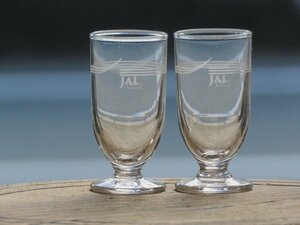 昭和レトロ JAL ノベルティ リキュールグラス 2個/アンティーク*ビンテージ*酒器*洋酒*コップ*非売品*ロゴ*古道具*ガラス瓶*ディスプレイ