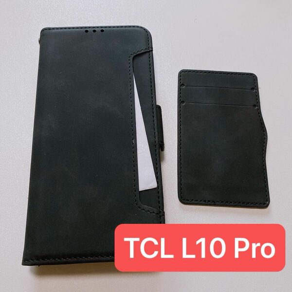 TCL L10 Pro ケース手帳型 PUレザー素材 ブラック スタンド カード マグネット 全面保護 ブラック