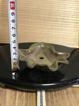 1☆ 盆栽鉢 陶　翠 ？小鉢 豆盆栽　プチ盆栽　長辺 約9cm 鉢 釉薬 美品　1点もの！ 日本　中国_画像7