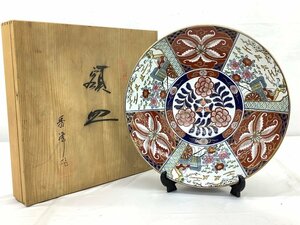 秀峰作 額皿 飾皿 工芸品 直径46cm×高さ7cm ※皿立て付属せず 中古品 ACB