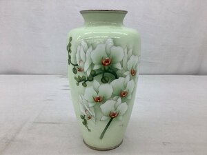 七宝白胡蝶蘭紋花瓶/壺/花器 高さ約32cm 中古品　ACB