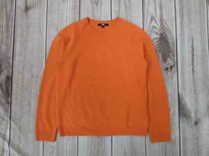 6．状態良好 ユニクロ UNIQLO カシミヤ100 カシミア100 ニットセーター レディースM　オレンジx710