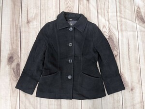 9．23区 日本製 ナイロン ウール混紡 アンゴラ ジャケット コート レディース46　黒 y809