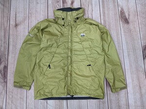 12．GORE-TEX mont-bell ゴアテックス モンベル リップストップ生地 ナイロンブルゾンジャケットジャンパー メンズL カーキ系白 x913