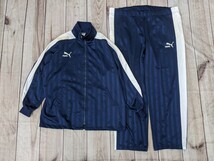 5．2点 PUMA バックデカロゴ ジャージブルゾン トラックジャケット パンツ　ジャージ上下 トレーニングウェア メンズXO ネイビー白 y910_画像1