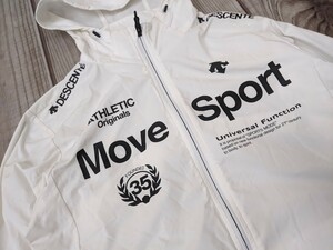 7．デサント DESCENT MOVE SPORTS 定番デザイン 薄手 ウィンドブレーカー ブルゾンジャケットジャンパー メンズS　白黒 x909