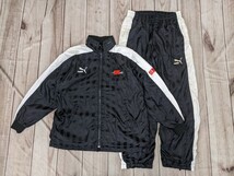 15．2点プーマ 90s PUMA ナイロンジャンパー　ナイロンパンツ　トレーニングウェア上下メンズXO黒白y105_画像1