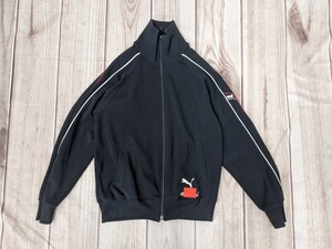 13．90s PUMA ヒットユニオン プーマ トラックジャケット　ジャージブルゾン　メンズL 黒白赤x105