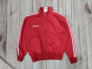 5．90s デサント製 アディダス adidas バックデカロゴ 三つ葉 トラックジャケット ジャージブルゾン メンズL　赤白y109