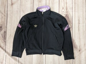 4．90s デサント製 アディダス adidas トラックジャケット ジャージブルゾン　メンズM 黒ピンク系紫系　y109