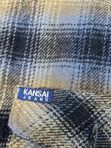 16．00s KANSAI JEANS 中綿入り 裏キルト オンブレ シャドーチェックネルシャツ ジャケット メンズL 黒系ベージュ青味がかったグレー系y806_画像3