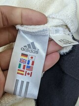 11．00s アディダス adidas ワンポイントロゴ ジップアップ　スウェットブルゾン トラックジャケット メンズL　アイボリー系黒系x105_画像10